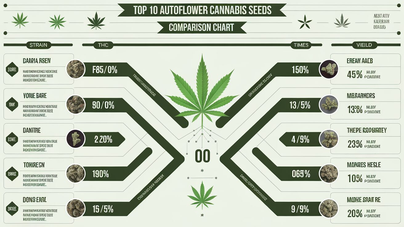 Comparison chart of the best autoflower cannabis seeds in 2026
