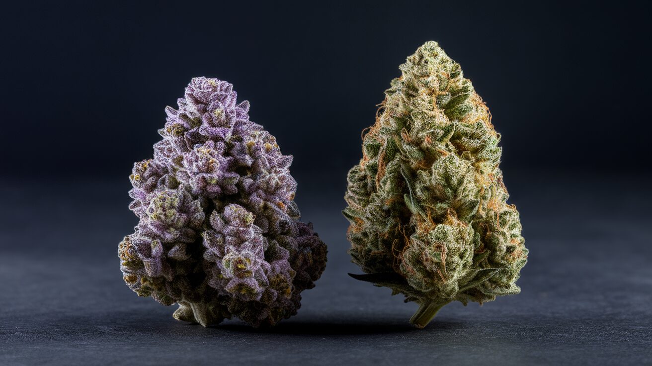 Close-up photography of Northern Lights and Blue Dream cannabis buds