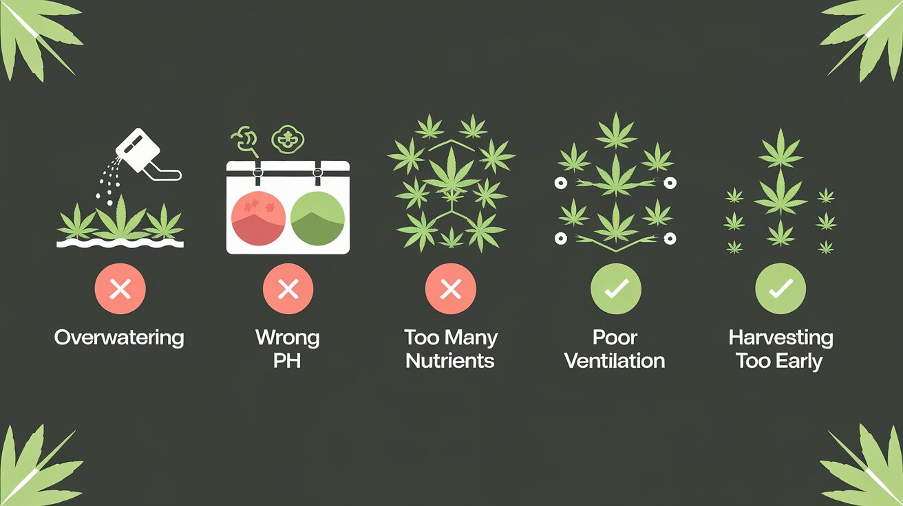 Cannabis plant growth stages from seed to harvest timeline infographic